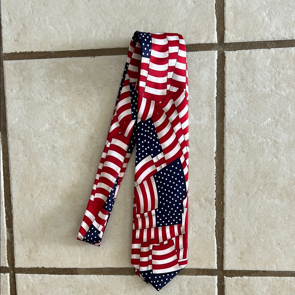 Vintage Patriotic Handmade American Flag 4th of July USA America Tie 🇺🇸